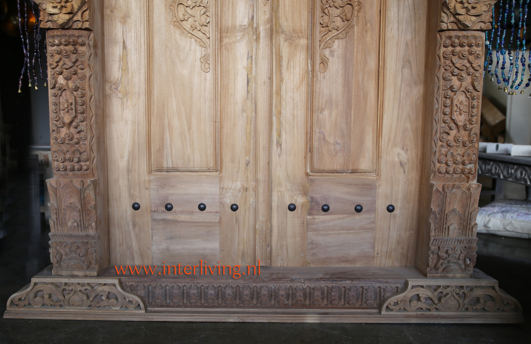 Hoge houten poort * tempeldeur: decoratief handgemaakt 250 cm