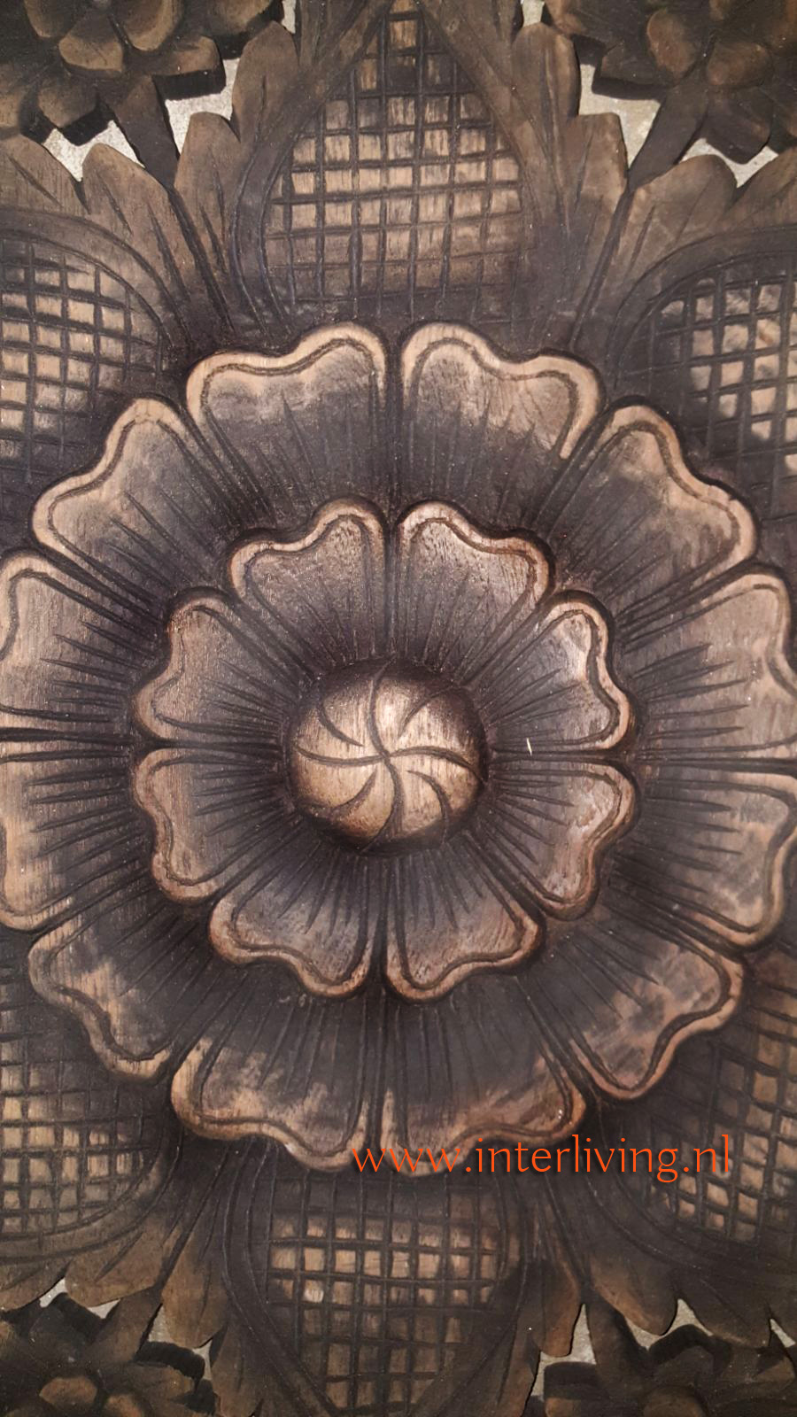 Passend Aantrekkelijk zijn aantrekkelijk uitzending Rond wandpaneel: teakhouten muurdecoratie * houtsnijwerk met bloemen