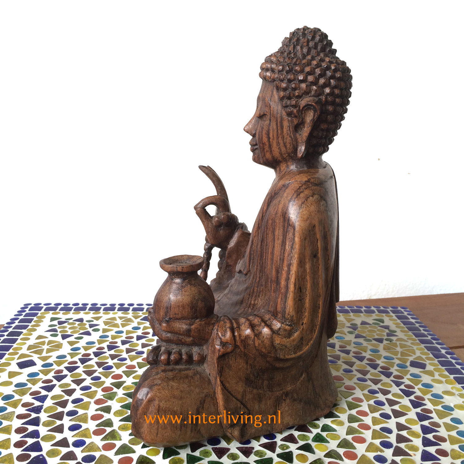 lever Sprong incident Boeddha's van hout - een handgemaakt houten boeddhabeeld - mudra
