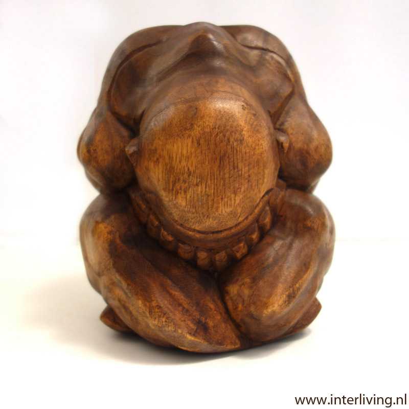 boeddha of "orang malu" beeld van hout & gelukssymbool