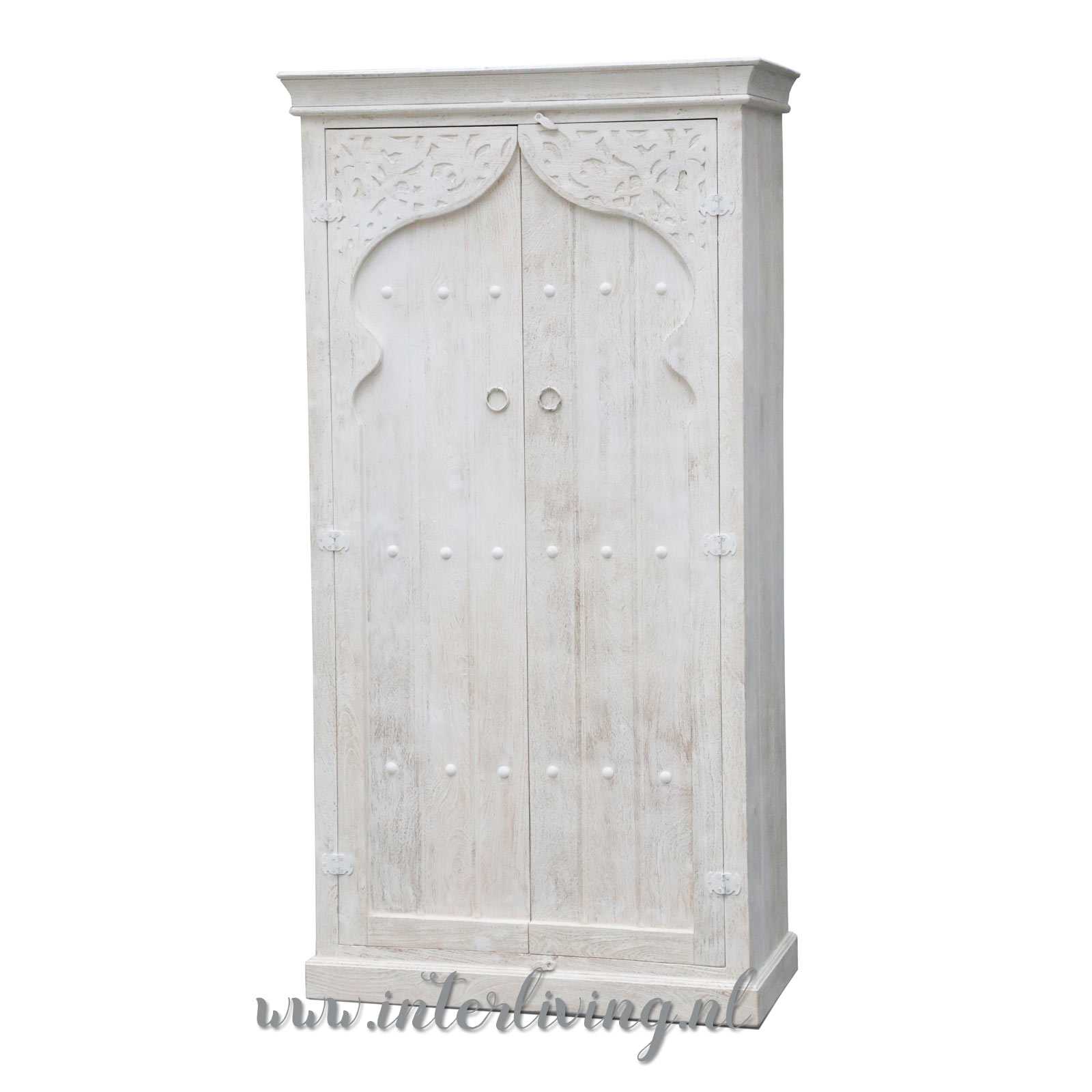 Begrafenis Klein agenda Marokkaanse stijl kast wit van hout met bogen oude deur uit Marrakesh