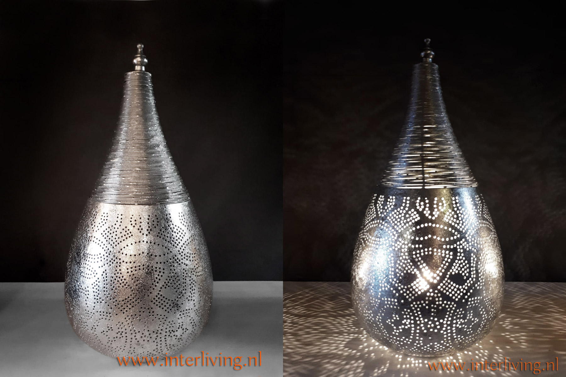 academisch bewondering Buiten staande zilveren filigrain lamp - met punt van gedraaid metaaldraad