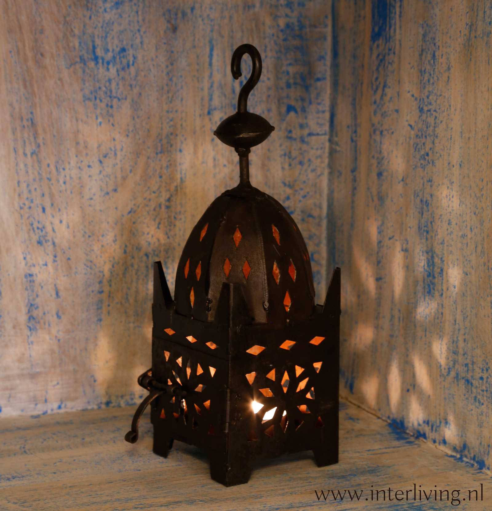 Consumeren galerij ontploffing Sfeervolle zwarte metalen Marokkaanse lantaarn windlicht uit Marrakesh