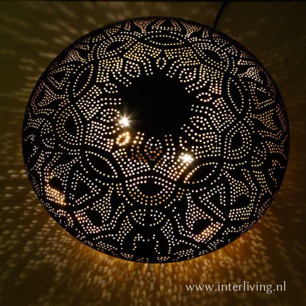 bijlage thermometer Moskee zwarte plafondlamp - matzwarte oosterse sfeerverlichting met gaatjes