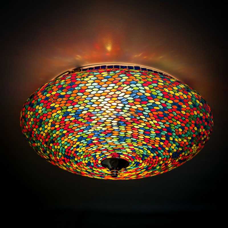 Historicus Verzwakken passage oosterse plafondlamp met patroon van kleurrijk glasmozaiek